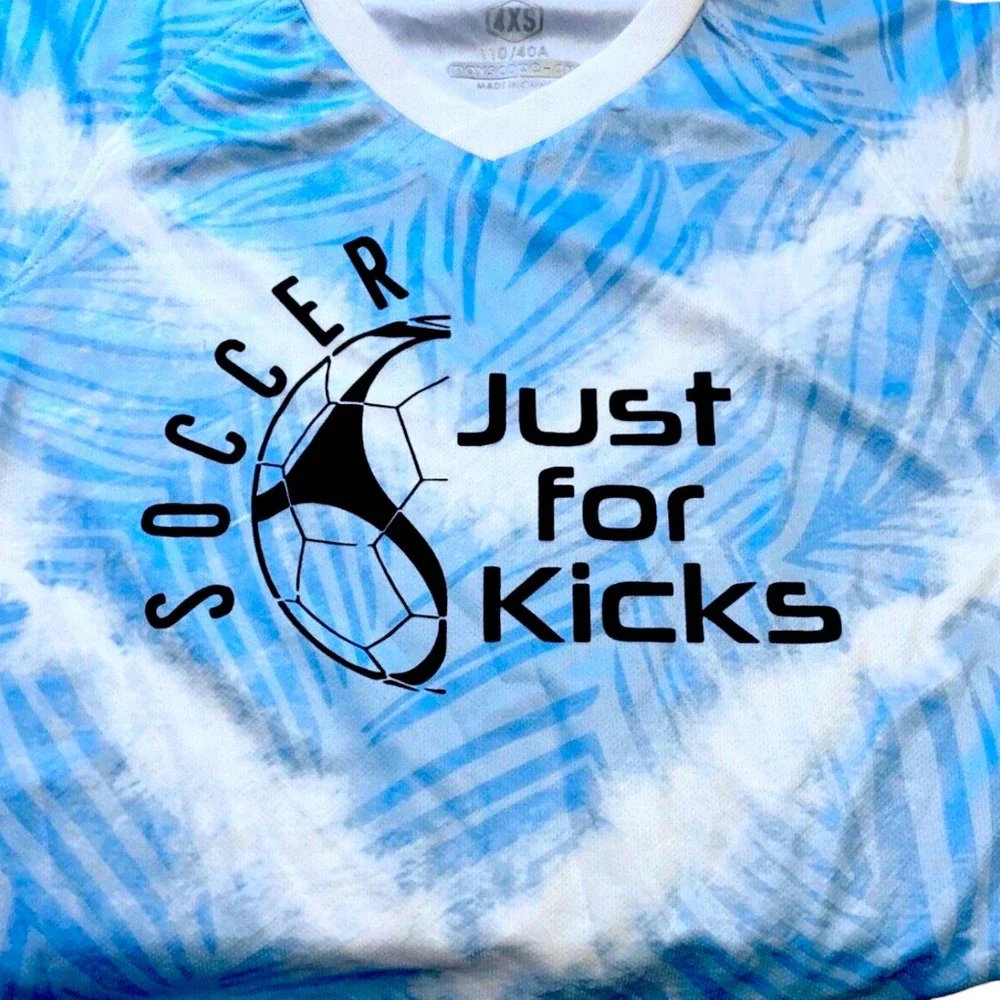 2‎ Piece CO+ Tech SZ 4XS Boy's Soccer Set  Blue White Shirt Short Just For Kicks